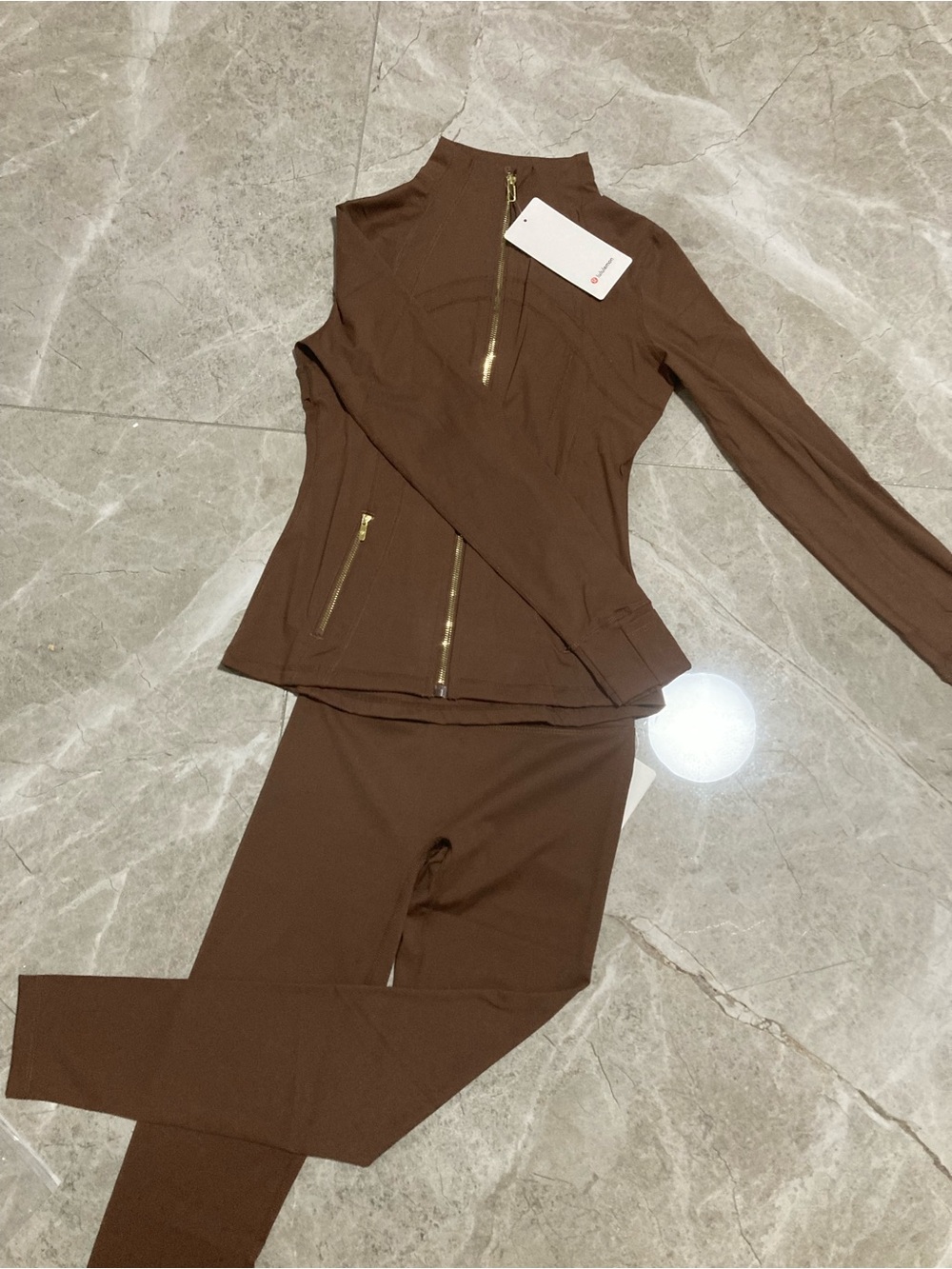 lululemon athletica Brown Zip-Front Jacket & Leggings Set